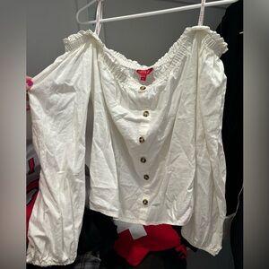 Guess Raelynn Off the Shoulder Linen Top. XL. White. NWT. Long sleeve.